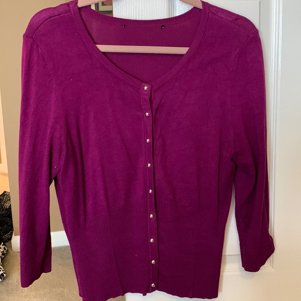 White House Black Market Deep Plum Cardigan Size Small.